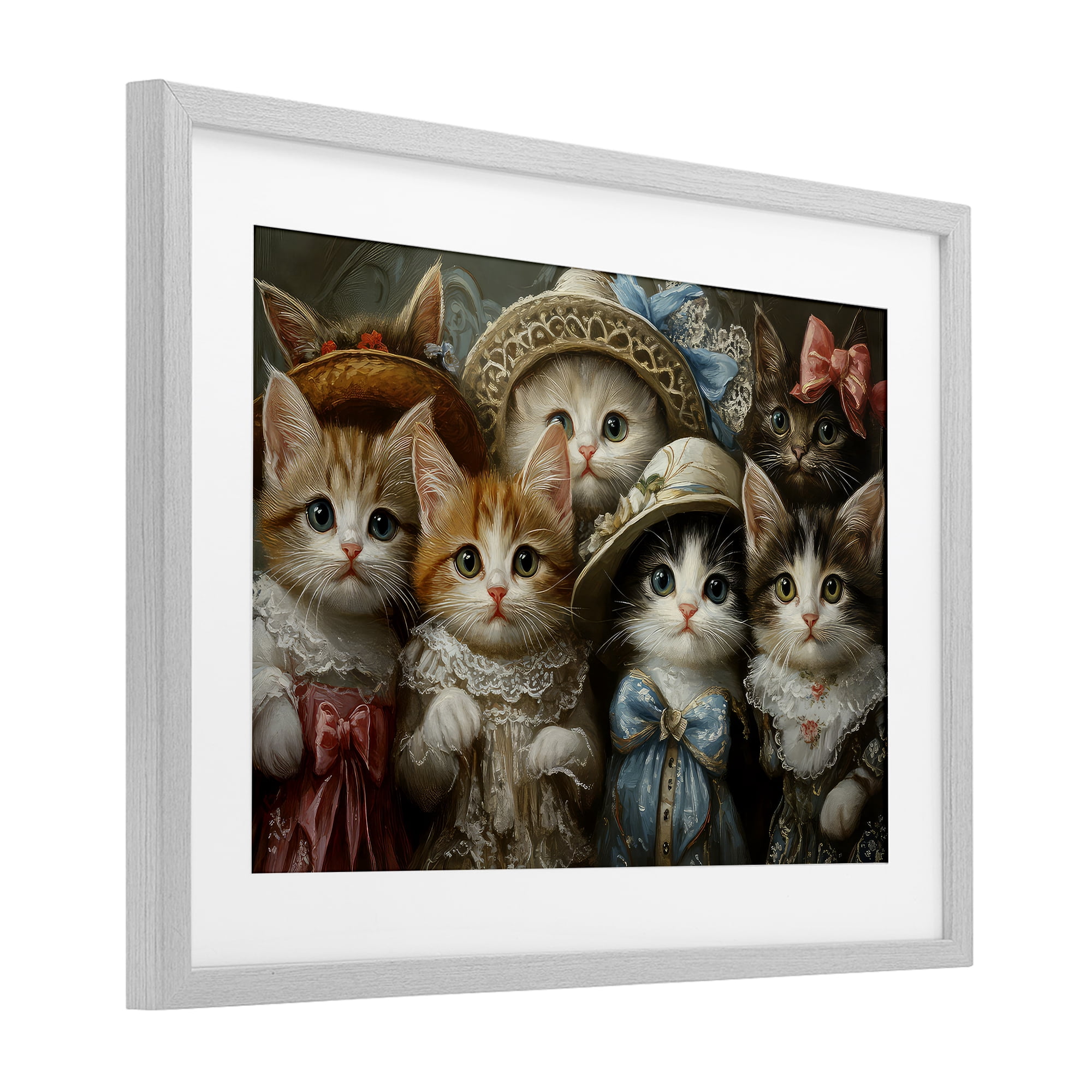 Stupell Industries Fashionable Vintage Cats Gray Framed Print Under Glass, design by The Wands Want