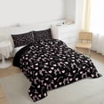 thumbnail image 4 of Homewish Black Pink Bowknot Bedding Comforter Set, Fashion Rose Flower Twin Comforter Sets, Kawaii Cartoon Love Heart Reversible Bedding Set, Super Cozy Room Decor, 2-Piece, 4 of 9