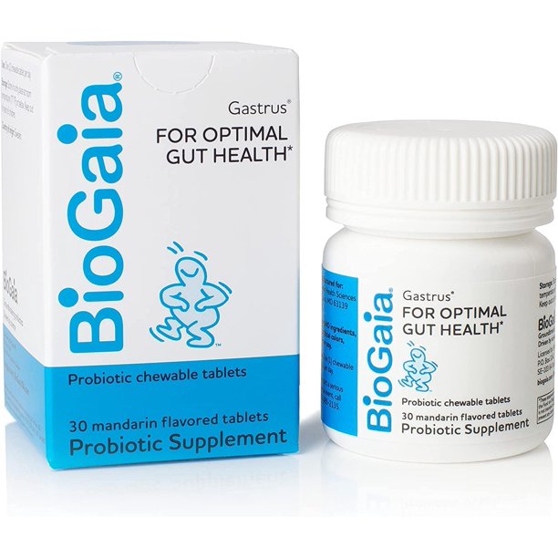 BioGaia Gastrus Chewable Tablets, Adult Probiotic Supplement for