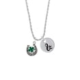 thumbnail image 2 of Delight Jewelry Silvertone Good Luck Horseshoe with Green Four Leaf Clover Silvertone Script Initial Disc - & - Charm Necklace, 20"+3", 2 of 4