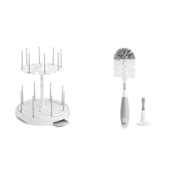 Tendedero y cepillo para botellas Munchkin de alta capacidad, color gris