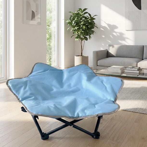 Cama plegable para perros, fácil de limpiar, cojín para mascotas, almohadilla elevada para gatos y perros, cama desmontable para mascotas para parques Azul S