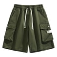 thumbnail image 5 of Sheghy Work Pants for Men 100%Cotton Men's Solid Color Casual Sports Elastic Waist Drawstring Pocket Cargo Shorts, 5 of 6