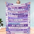 thumbnail image 5 of [Floral Pattern Blanket] Cozy 1pc Heartfelt Grandma Blanket - Flannel Throw with Sentimental Message, Purple & White Floral Design - Ideal Gift for Mother's Day, Birthdays from Grandkids, 5 of 6