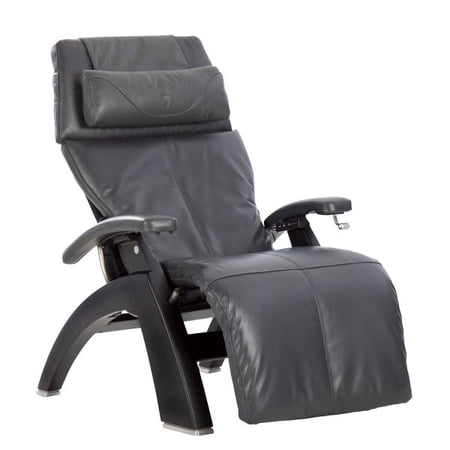 PC-420 Supreme Package Omni-Motion Perfect Chair Zero Gravity Recliner Black Wood Grey Leather - In Home Delivery