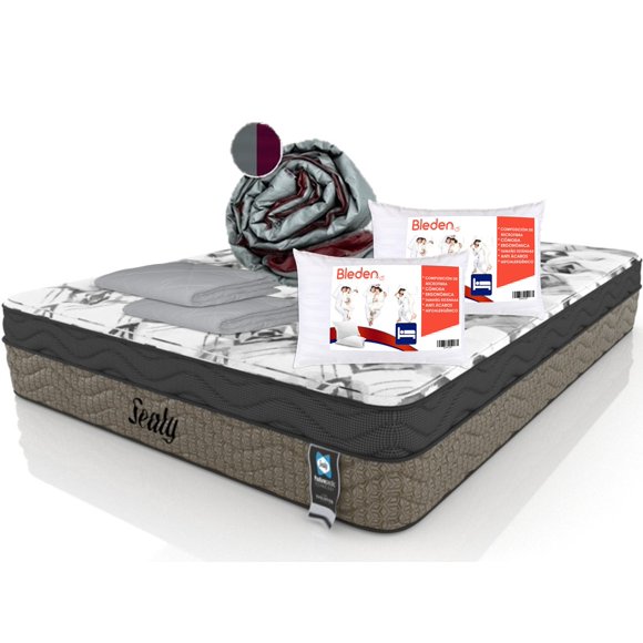 Colchón corrector Benno Queen Size Edredón 2 Almohadas Línea Bleden 2 Fundas Restonic Benno