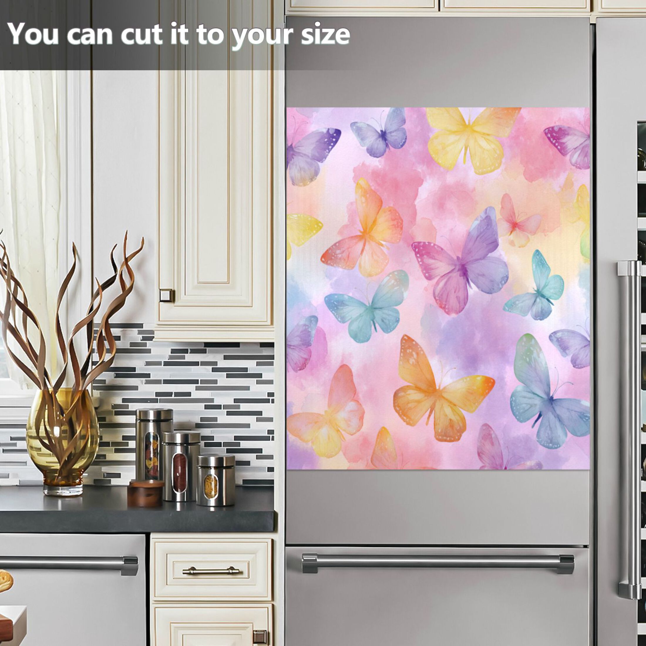 Dishwasher Magnetic Refrigerator Magnet Cover Sticker Home Decorative 23"x26" Watercolor Painting Style Butterflies