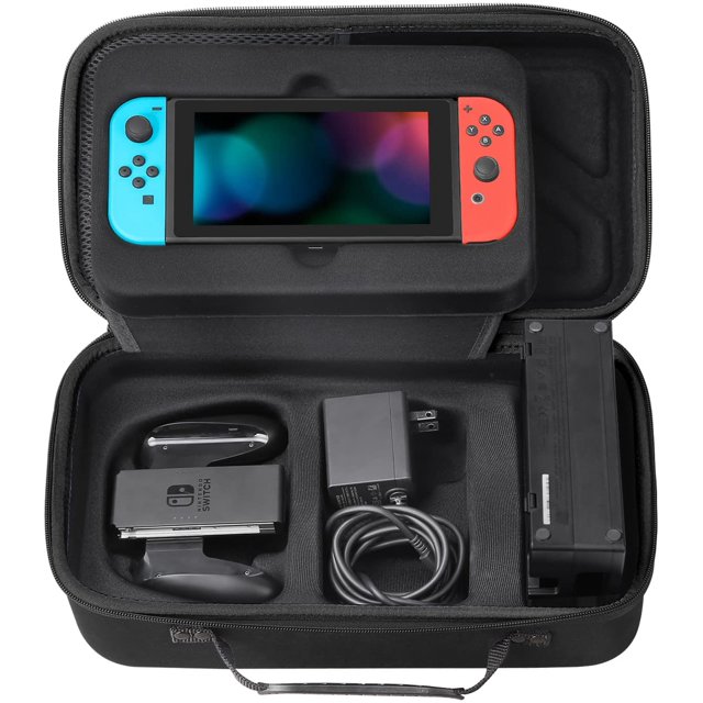 ATTOE Étui Portable pour ATTOE Switch, Coque Rigide de Transport avec 12 Cartouches de Jeu pour Console ATTOE Switch 2017, Manette, Chargeur et Câble - Noir
