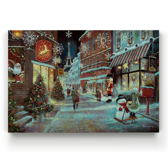 Renditions Gallery Abstract Christmas Art Prints for Home Decor Snowy Paris Christmas Wall Artwork Hanging Prints for Bedroom Dining Living Room Office Home Kitchen Wall Decor - 32""X48"" LT18