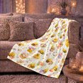 thumbnail image 6 of Cheerful Bees and Honeycomb Theme with Floating Hearts and Butterflies Watercolor Art Flannel Blanket for Nature Lovers Housewarming Gift Soft Home Decor Living Room Dorm, 6 of 9