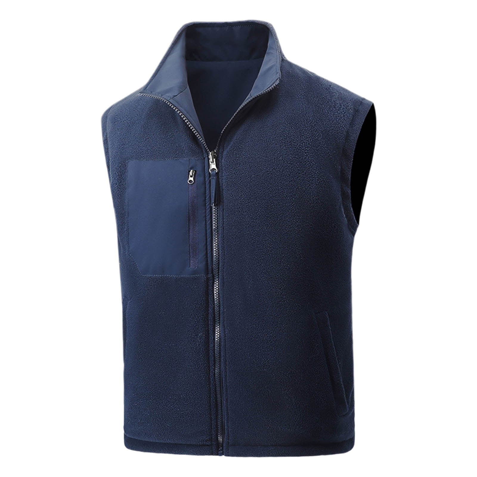 Zedker Men's Windproof Lightweight Golf Vest Outerwear Softshell Sleeveless Jacket for Running Hiking Sports with Pockets Navy XXXL