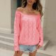 thumbnail image 3 of Gibobby Suéter térmico de manga larga 2023 Otoño Invierno suéter rosa para mujer elegante suéter de punto con hombros descubiertos para una apariencia encantadora (Rosa, L), 3 of 5
