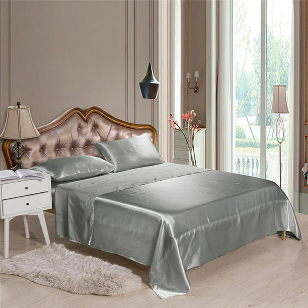 Merotable Luxury Silk Like Bedding, Lace Bed Sheets Queen