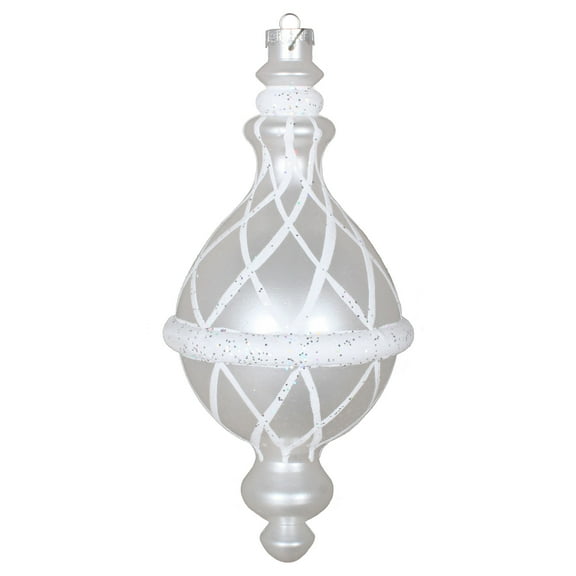 Vickerman 10" White Candy Glitter Net Drop Finial Christmas Ornament