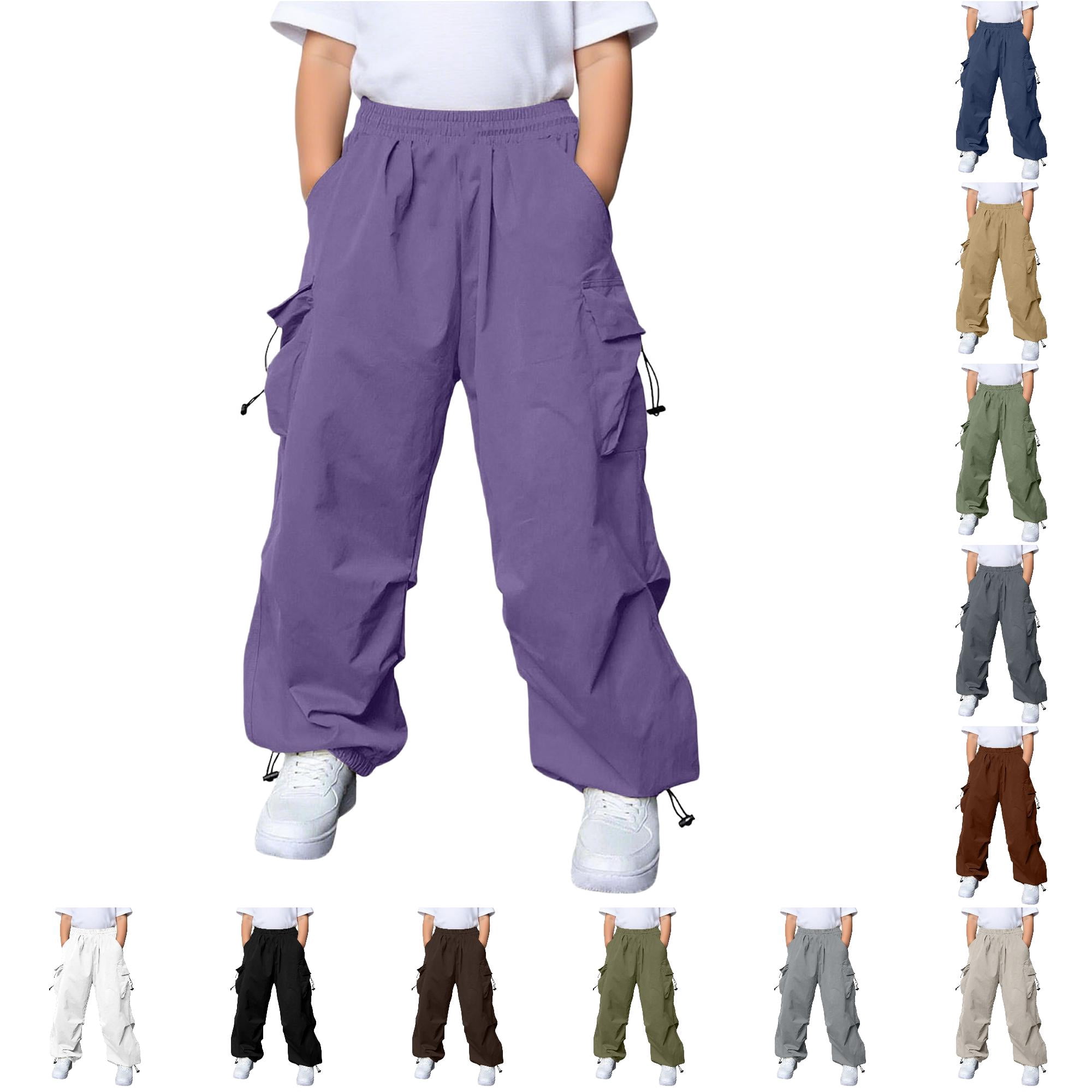XIYON Boys Cargo Pants Kids Multiple Pockets For Boys Outdoor Casual Play Everyday Comfortable Soft Trousers