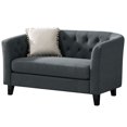 thumbnail image 4 of Husbedom 50" Upholstered Contemporary Modern Loveseat Sofa, Polyester Linen Button Tufted Barrel Loveseat, Mid-century 2 Seater Small Sofa Couch for Small Spaces, Bedroom and Living Room, Dark Gray, 4 of 8