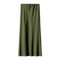 thumbnail image 2 of LYMAYTER Women Maxi Skirts Summer Satin Silk High Waist Drawstring Ruffle A-Line Maxi for Skirt S-XL, 2 of 8