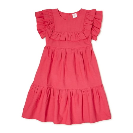 Wonder Nation Girls Ruffle Yoke Dress, Sizes 4-18 & Plus