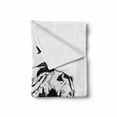 thumbnail image 2 of Bear Soft Flannel Fleece Throw Blanket, Mammal Silhouette Mountain Landscape Flying Birds and Forest Wildlife Design, Cozy Plush for Indoor and Outdoor Use, 50" x 60", Black White, by Ambesonne, 2 of 6