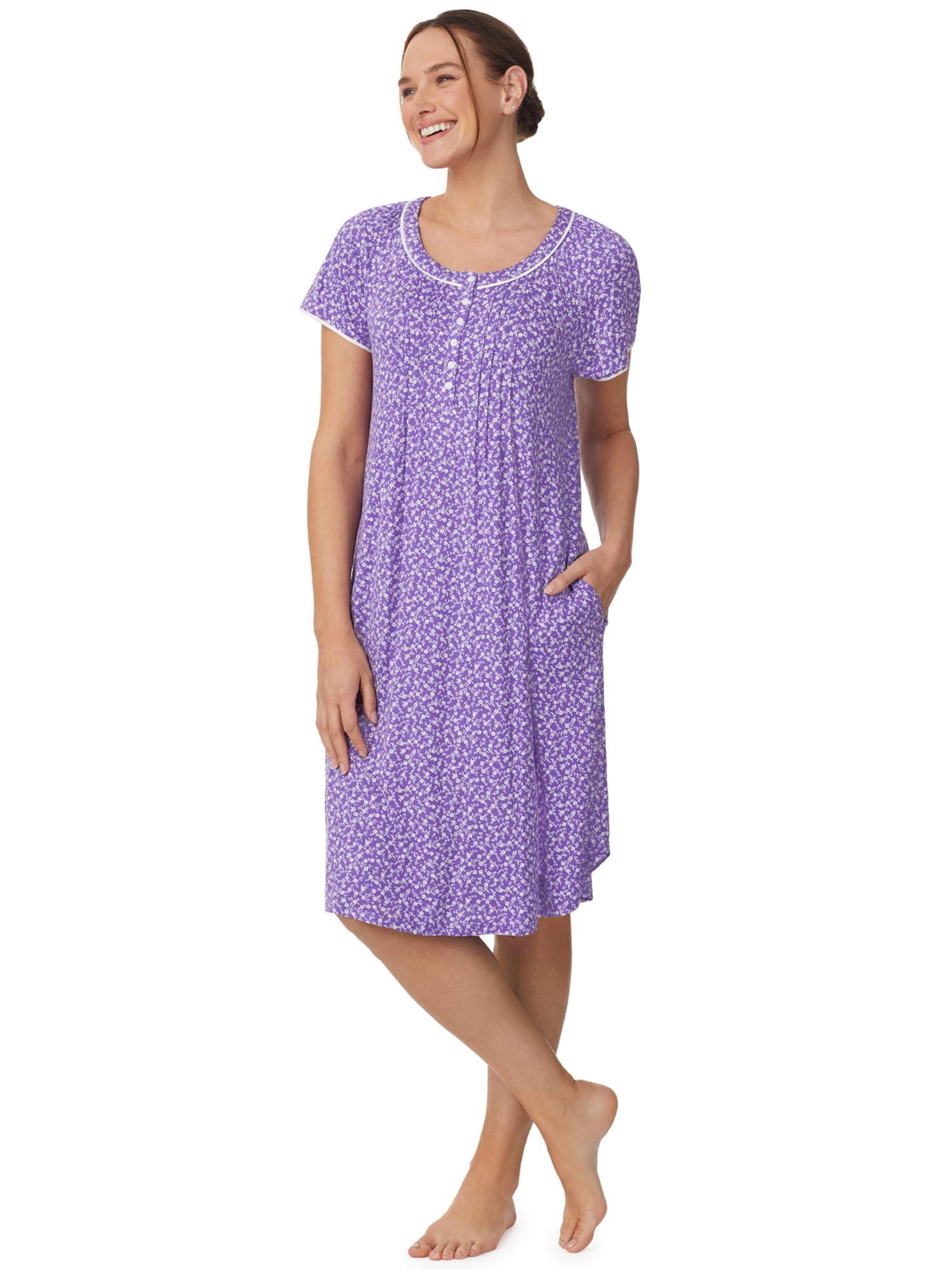 Aria Women's Raglan Sleeve Scoop Neck 40" Nightgown, Sizes XS to 5X