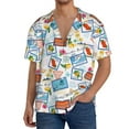 thumbnail image 3 of Vsdgher Summer Stamp Print Men's Wrinkle Free Untucked Cuban Shirt Business Casual Button Down Shirts Short Sleeve Shirt, 3 of 7