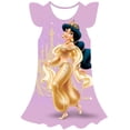 thumbnail image 1 of Año 2023 nueva ropa de niños de Disney, falda bonita informal de verano, falda de cuello redondo de princesa jazmín, vestido de manga de pétalo con estampado 3D 9T Gao Jinjia LED, 1 of 2