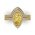 thumbnail image 2 of Clara Pucci 18K Yellow Gold 2.4875 Natural Citrine Engraveable Engagement Ring + Wedding Band Set, 2 of 7