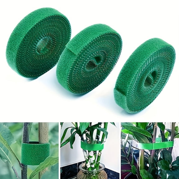 5 Pack Garden Tie Green Strap Plant Supports Gentle on Plants Pre-Cut Design Tearable Reusable Sturdy Multi-Purpose for Home Garden Balcony Office