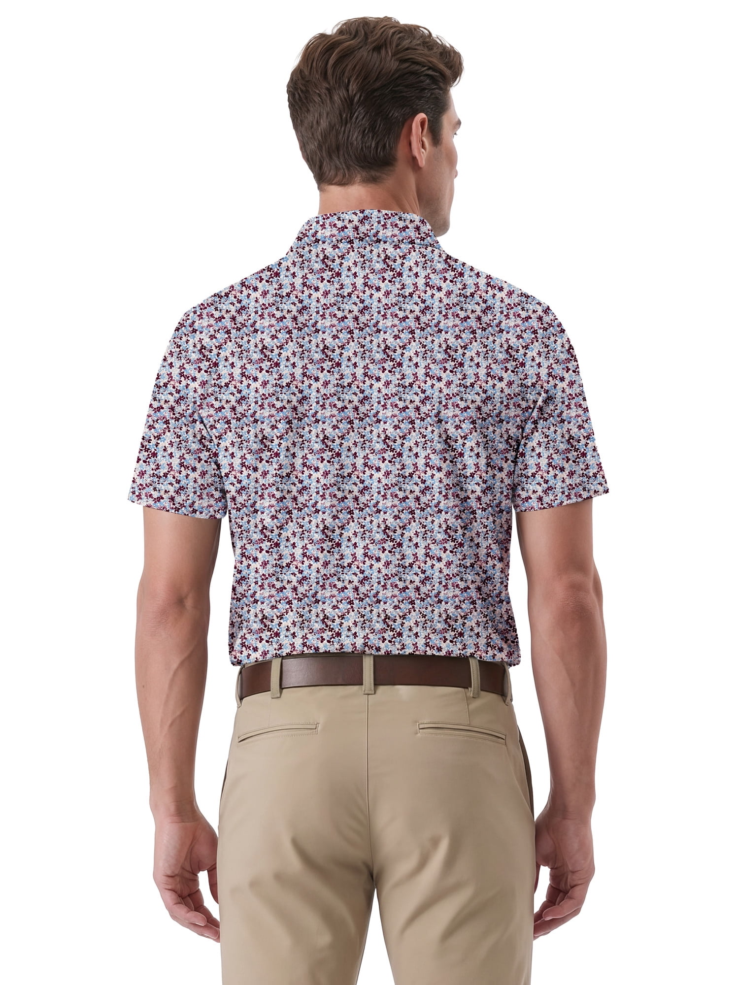 Ben Hogan Performance Men's & Big Men's Micro Floral Print Short Sleeve Polo Shirt, Sizes S-4XLT