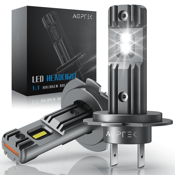 AGPTEK H7 LED Headlight Bulbs, 10000lm Per Set 6000K, 2 Pcs Black No Adapter Needed