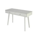 thumbnail image 2 of Pemberly Row 44" Rectangular Italian White Marble Writing Desk w/ White Legs, 2 of 9