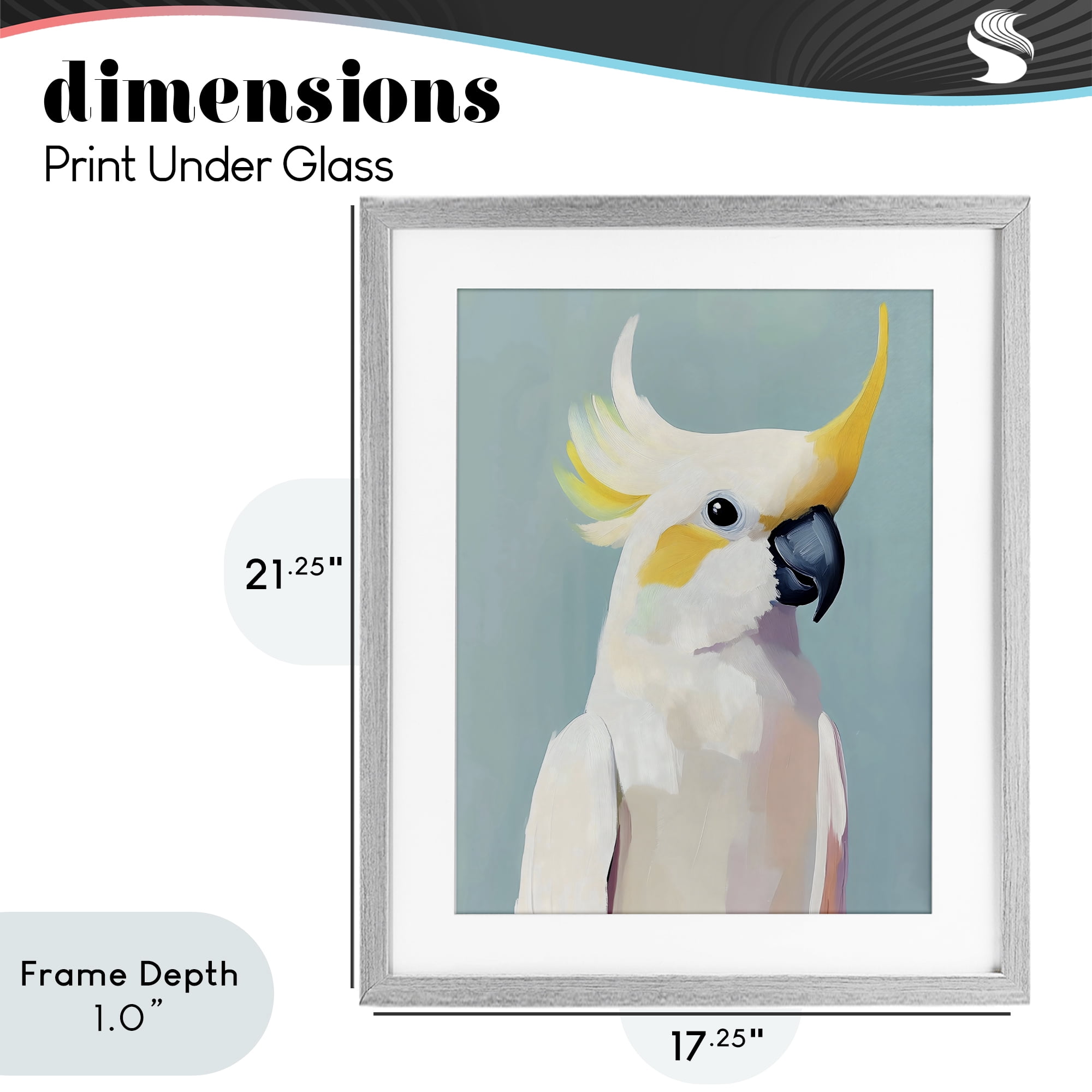 Stupell Industries Yellow Crested Cockatoo Gray Framed Print Under Glass, design by The Prints Vibe