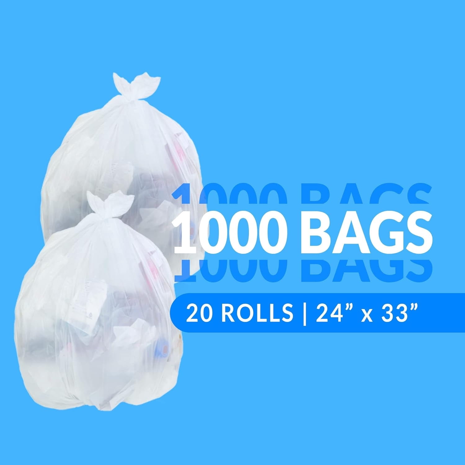 13 Gallon Trash Bags | 1000 Count Bulk | Tall Kitchen | Can Liners | Clear Multi-Use Garbage Bags