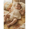 thumbnail image 4 of BemeyourBBs Toddler Baby Girl Summer Clothes Infant Baby Girl Cotton Smocked Outfit Solid Floral Flying Sleeve Ruffle Tank Tops and Shorts Set Little Girls 2 Piece Summer Outfit, 4 of 9