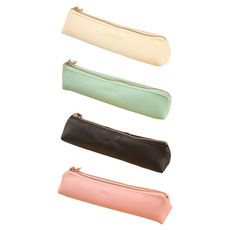 1pc Mini Pencil Case For Students Stationery Pu Solid Color Pencil Storage  Candy-color Pen Pouch