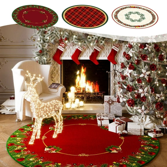 Viflosae Christmas Decorations Indoor Christmas Tree Skirt 24 Inch Velvet Tree Skirts Vintage Xmas Tree Skirt Cover For Chirstmas Party Decor Glitter Christmas Tree Skirt For
