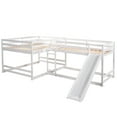 LShape Bunk Bed for 4, Quad Bunk Beds with Slide and Builtin Ladder