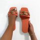 thumbnail image 1 of Sandalias Mujer Casual Peep Toe Zapatos de tacones planos Cadena de botones de metal Zapatillas de verano Wmkox8yii  ytu4610, 1 of 3