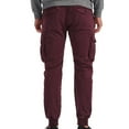 thumbnail image 6 of WREESH Men's Cargo Pants Fashion Casual Pure Color Outdoors Pocket Casual Pants Sweatpants Wine, 6 of 8