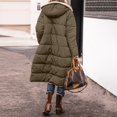 thumbnail image 4 of Stichou Long Puffer Jacket Womens Winter Reversible Padded Down Jackets Thicken Warm Shearling Fleece Long Coats Parka Jacket Army Green S, 4 of 5