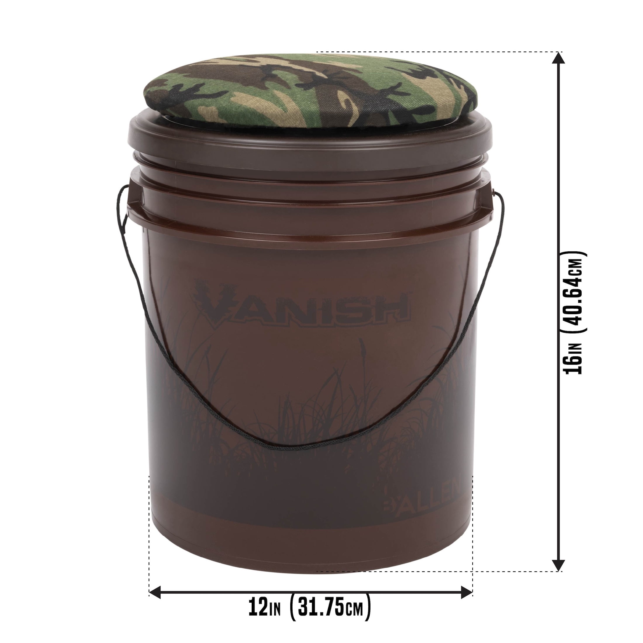 Allen Company Vanish Sportsman Bucket - 5 Gallon Padded Swivel Seat - Brown Olive Camo