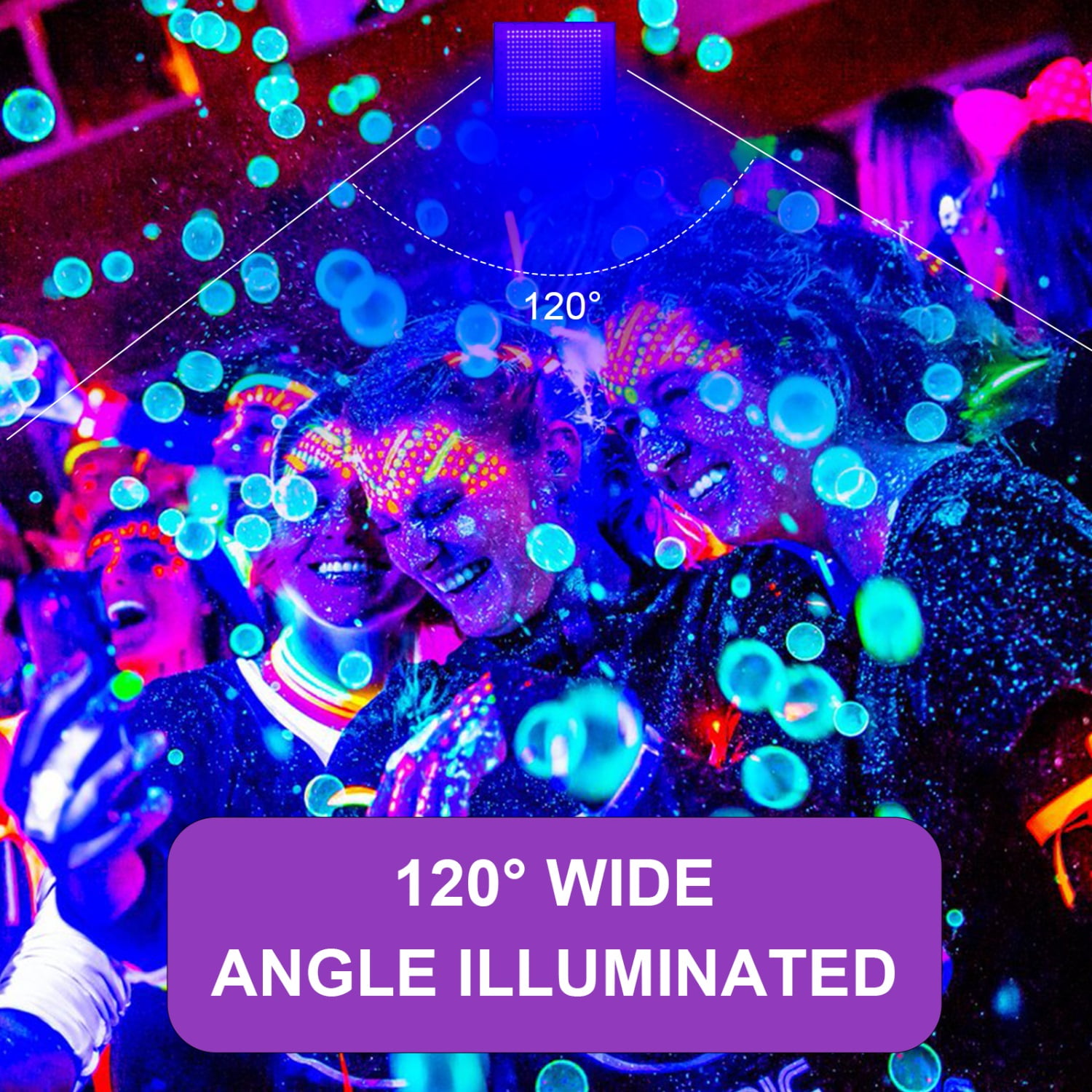 OUSIDE 1PCS 300W Flood Lights, Blacklight Flood Light with Plug and Switch,for Glow Party, Halloween, Fluorescent Poster, Body Paint
