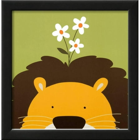 Lions Framed Wall - Peek-a-Boo IX, Lion Framed Art Print Wall Art By Yuko Lau - 14x14