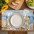 thumbnail image 4 of Starfish Placemats Set of 12, Blue Brown Ocean Shell Coral Farmhouse Placemats for Dining Table, Place Mats for Kitchen Tabletop, Waterproof Wipeable Dining Table Mats Set, 4 of 9