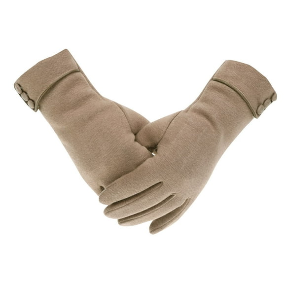 Xfvqtps Womens Touchscreen Gloves Button Cuff Thickened Simplicity Hand Warmers Waterproof Windproof Comfortable Soft Elegant Thermal Snow Winter Mittens Khaki