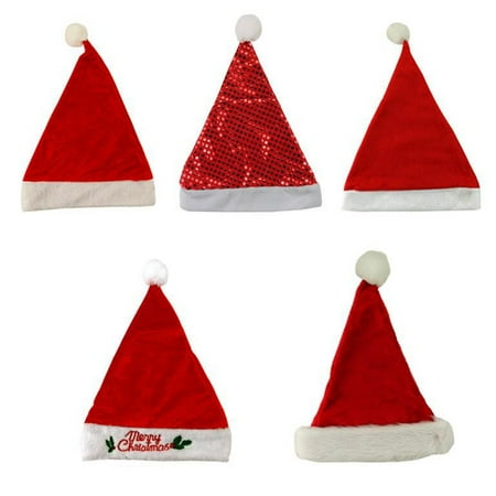 5PC Kids Children Christmas Party Santa Hat Red Cap for Santa Claus Costume