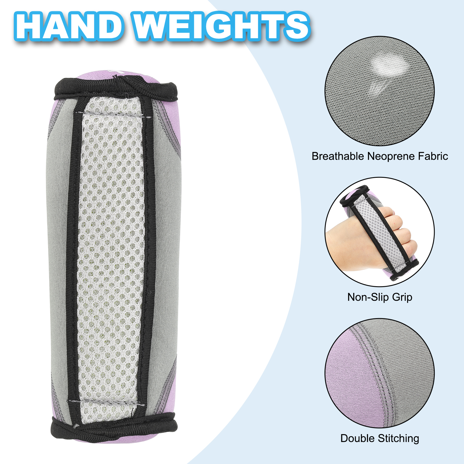 Hand Weights for Women Men 2 Lbs Total Soft Dumbbells with Strap Pink