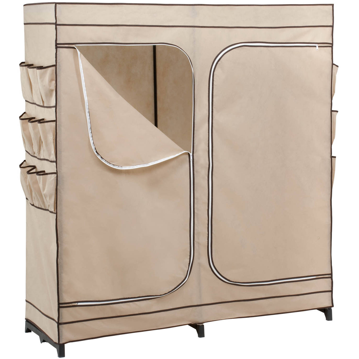 Honey Can Do 60" 2-Door Closet Storage with Shoe Organizer, Khaki ...