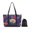 thumbnail image 7 of FORMRS Canvas Laptop Tote Bag for Women with 15.6" Computer Compartments Shoulder Handbag, Blooming Flowers Pattern, 7 of 7