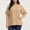 1#Khaki, variant on Women's Tops Casual Solid Color Comfortable Loose Ruffle Lotus Flare Tiered Sleeve Top Blouse Navy,Size 2XL